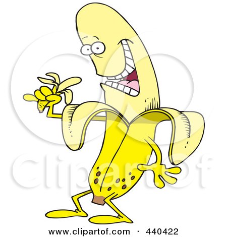 Royalty-Free (RF) Clip Art Illustration of a Cartoon Banana Character Eating A Banana by toonaday