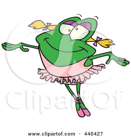 Royalty-Free (RF) Clip Art Illustration of a Cartoon Dancing Ballerina Frog by toonaday