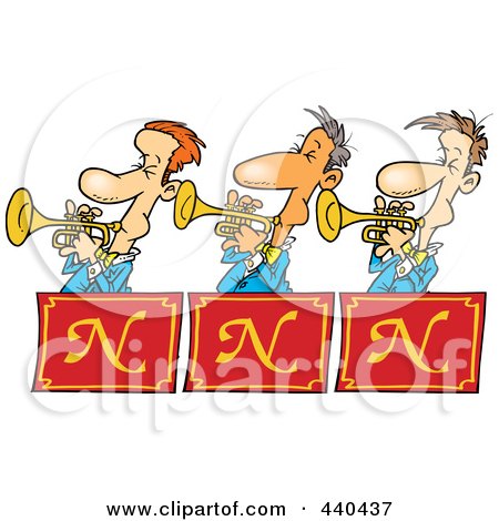 Royalty-Free (RF) Clip Art Illustration of a Cartoon Trumpet Band by toonaday