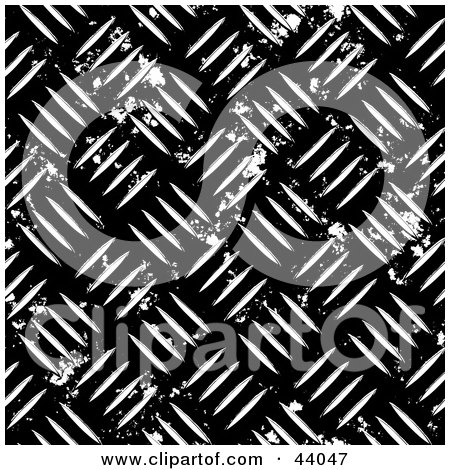 Clipart Illustration of a Black And White Grungy Diamond Plate Textured Background by Arena Creative