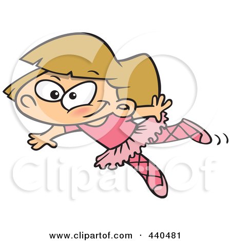 Royalty-Free (RF) Clip Art Illustration of a Cartoon Happy Ballerina Girl Dancing In A Pink Leotard by toonaday