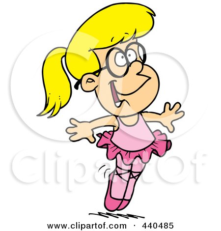 Royalty-Free (RF) Clip Art Illustration of a Cartoon Happy Ballerina Girl On Her Tippy Toes by toonaday