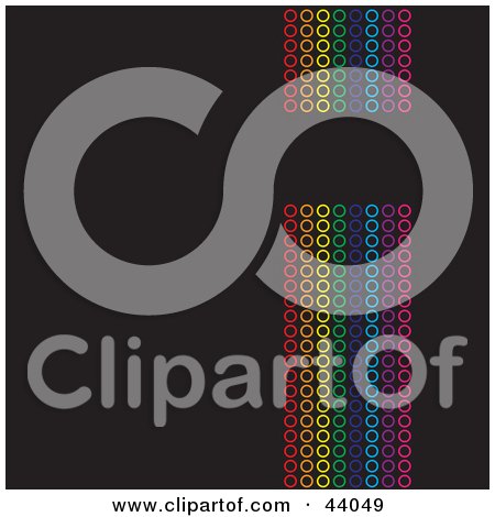 Clipart Illustration of a Vertical Rainbow Of Colorful Circles On Black by Arena Creative