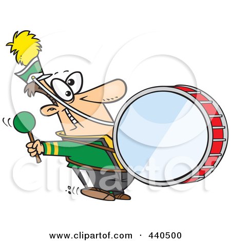 Royalty-Free (RF) Clip Art Illustration of a Cartoon Marching Band Drummer by toonaday