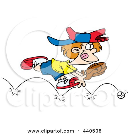 Royalty-Free (RF) Clip Art Illustration of a Cartoon Boy Chasing A Bouncing Baseball by toonaday