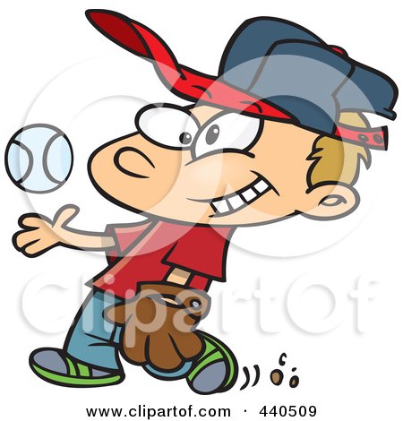 Royalty-Free (RF) Clip Art Illustration of a Cartoon Boy Tossing And Catching A Baseball by toonaday