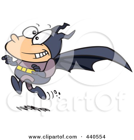 Royalty-Free (RF) Clip Art Illustration of a Cartoon Running Bat Boy by toonaday