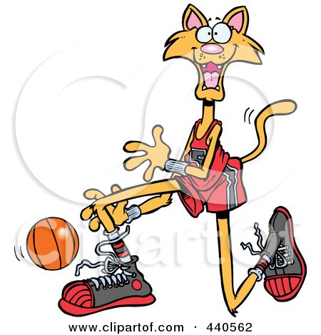 Royalty-Free (RF) Clip Art Illustration of a Cartoon Basketball Cat by toonaday