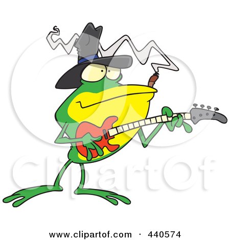 Royalty-Free (RF) Clip Art Illustration of a Cartoon Bass Guitarist Frog by toonaday