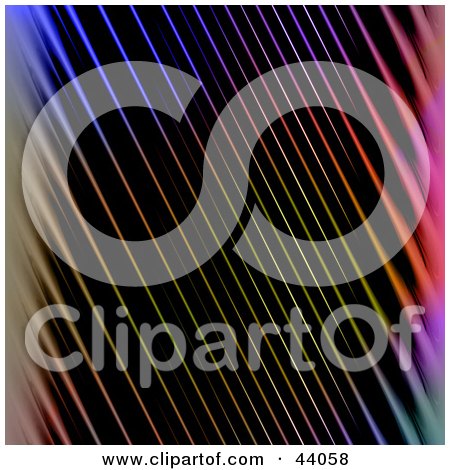 Clipart Illustration of a Background Of Abstract Diagonal Rainbow Lines On Black by Arena Creative