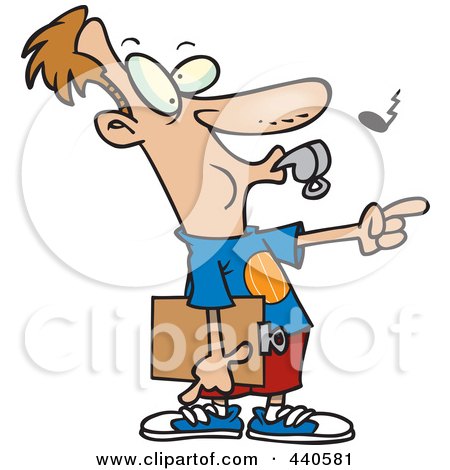 Royalty-Free (RF) Clip Art Illustration of a Cartoon Basketball Coach Whistling by toonaday