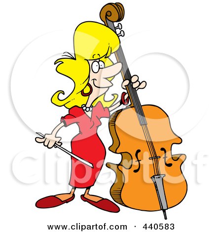Royalty-Free (RF) Clip Art Illustration of a Cartoon Female Bass Player by toonaday