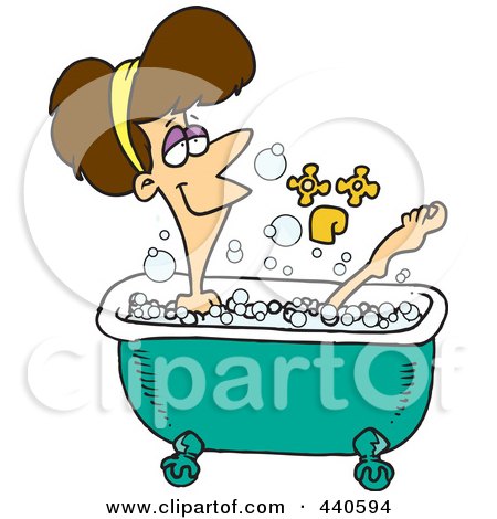 Royalty-Free (RF) Clip Art Illustration of a Cartoon Relaxed Woman Taking A Bath by toonaday