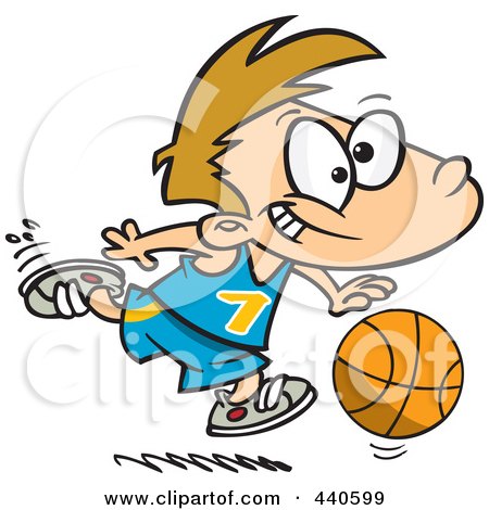 Royalty-Free (RF) Clip Art Illustration of a Cartoon Basketball Boy Dribbling by toonaday