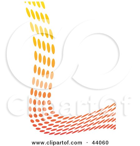Clipart Illustration of a Gradient Orange, Red And Yellow Wave Of Dots Framing A White Background by Arena Creative