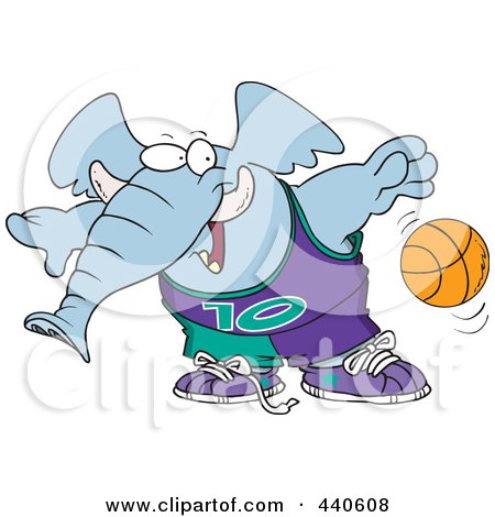 Royalty-Free (RF) Clip Art Illustration of a Cartoon Basketball Elephant by toonaday