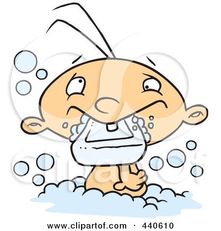 Royalty-Free (RF) Clip Art Illustration of a Cartoon Baby Boy Eating Soap In The Bath Tub by toonaday