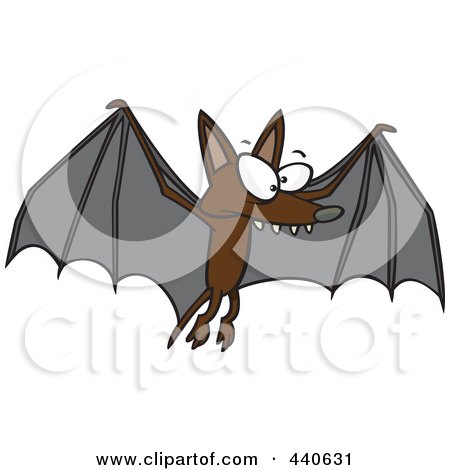 Royalty-Free (RF) Clip Art Illustration of a Cartoon Flying Bat by toonaday