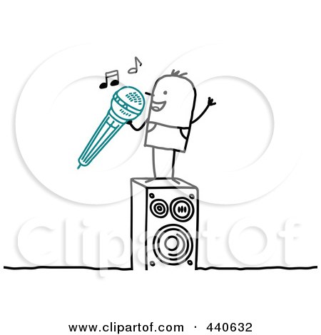 Royalty-Free (RF) Clip Art Illustration of a Stick People Character Man Singing Karaoke by NL shop
