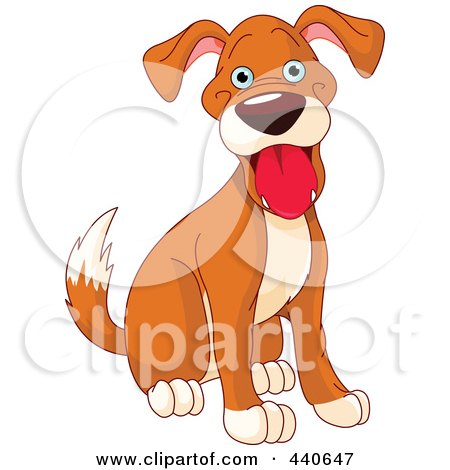 Royalty-Free (RF) Clip Art Illustration of a Happy Dog Sitting And Wagging His Tail by Pushkin