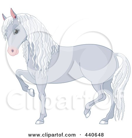 Royalty-Free (RF) Clip Art Illustration of a Prancing Gray Horse by Pushkin