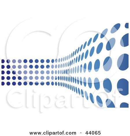 Clipart Illustration of a Wave Of Blue Dots Curving On A White Background by Arena Creative