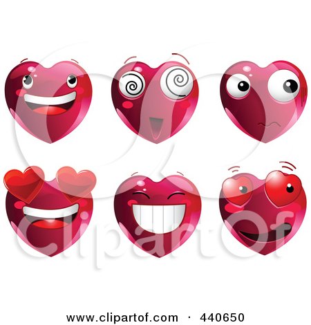 Royalty-Free (RF) Clip Art Illustration of a Digital Collage Of Heart Characters by Pushkin