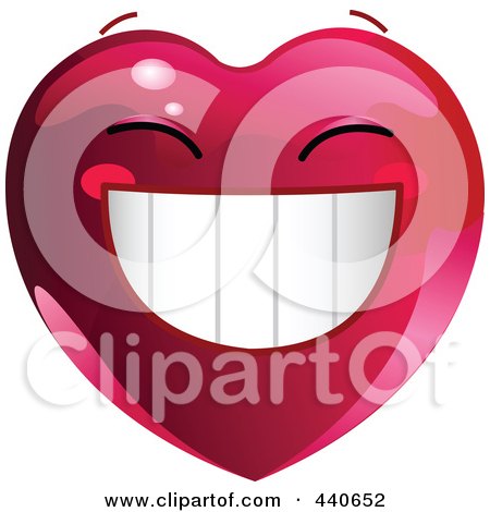 Royalty-Free (RF) Clip Art Illustration of a Grinning Red Heart Character by Pushkin