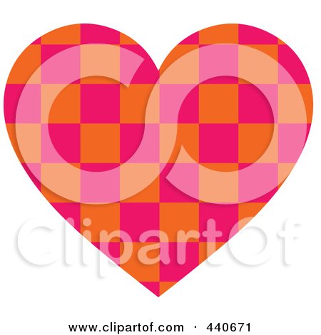 Royalty-Free (RF) Clip Art Illustration of a Checkered Heart by Pushkin