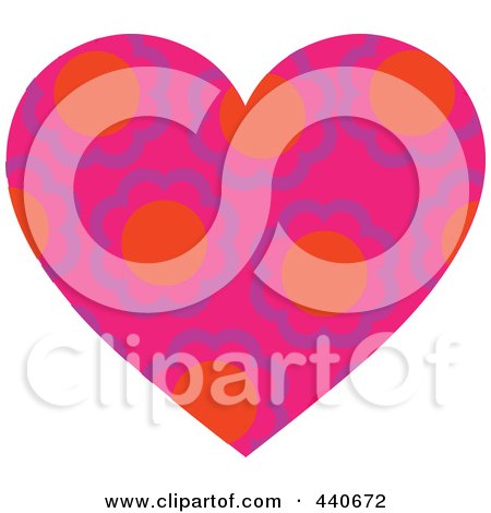 Royalty-Free (RF) Clip Art Illustration of a Pink Floral Heart by Pushkin