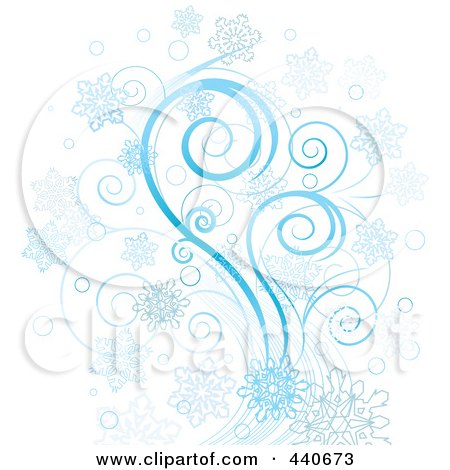 Royalty-Free (RF) Clip Art Illustration of a Blue Snowflake Breeze Design by Pushkin