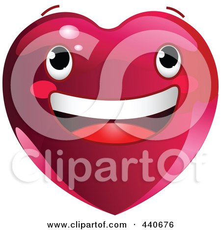 Royalty-Free (RF) Clip Art Illustration of a Smiling Red Heart Character by Pushkin