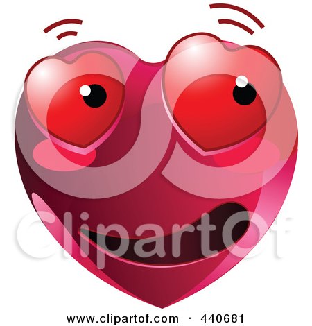 Royalty-Free (RF) Clip Art Illustration of a Scared Love Struck Red Heart Character by Pushkin