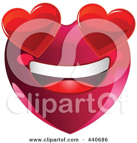 Royalty-Free (RF) Clip Art Illustration of an Infatuated Red Heart Character by Pushkin