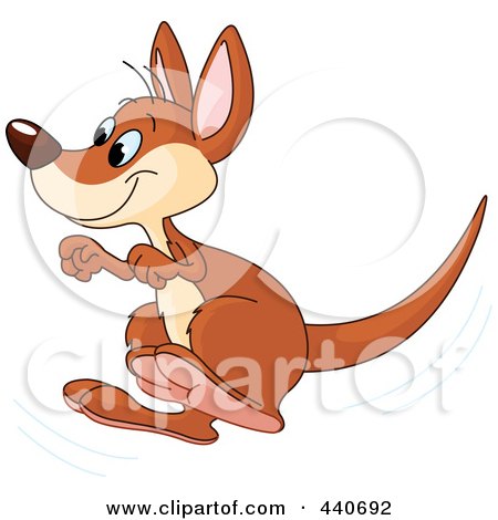 Royalty-Free (RF) Clip Art Illustration of a Hopping Kangaroo by Pushkin