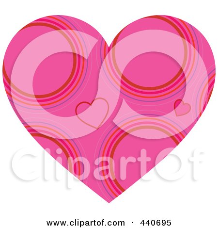 Royalty-Free (RF) Clip Art Illustration of a Pink Circle Patterned Heart by Pushkin