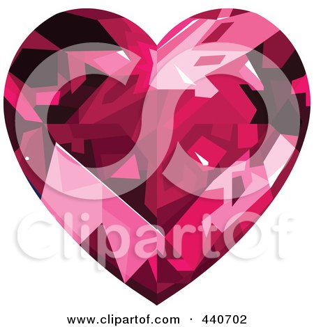 Royalty-Free (RF) Clip Art Illustration of a Shiny Pink Diamond Heart by Pushkin