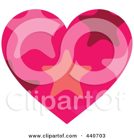 Royalty-Free (RF) Clip Art Illustration of a Pink Starry Heart by Pushkin