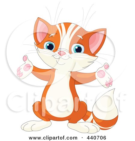 Royalty-Free (RF) Clip Art Illustration of a Cute Orange Kitten Holding His Arms Open by Pushkin