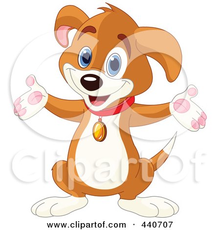 Royalty-Free (RF) Clip Art Illustration of a Happy Beagle Puppy With Open Arms by Pushkin