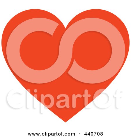Royalty-Free (RF) Clip Art Illustration of a Solid Deep Orange Heart by Pushkin