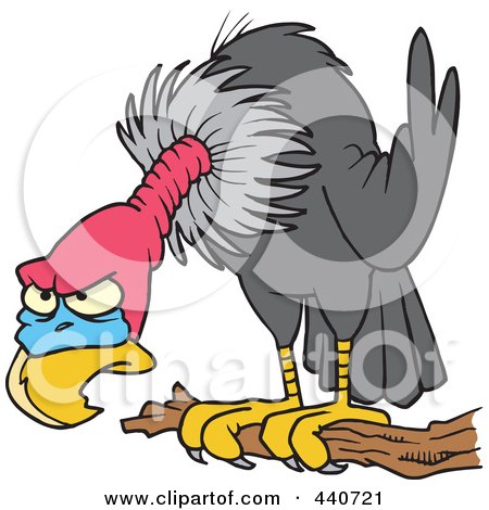 Royalty-Free (RF) Clip Art Illustration of a Cartoon Perched Buzzard by toonaday