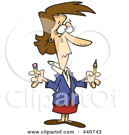 Royalty-Free (RF) Clip Art Illustration of a Cartoon Businesswoman Holding A Broken Pencil by toonaday