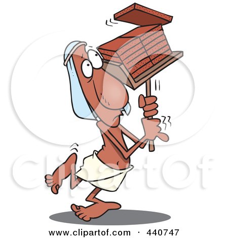 Royalty-Free (RF) Clip Art Illustration of a Cartoon Laborer Carrying Bricks by toonaday