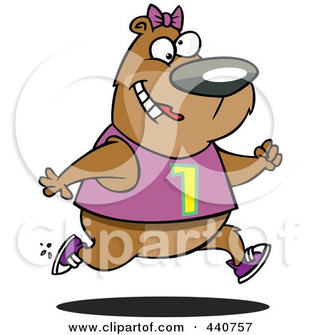 Royalty-Free (RF) Clip Art Illustration of a Cartoon Female Bear Jogging by toonaday