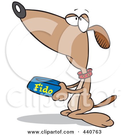 Royalty-Free (RF) Clip Art Illustration of a Cartoon Hungry Dog Begging For Food by toonaday