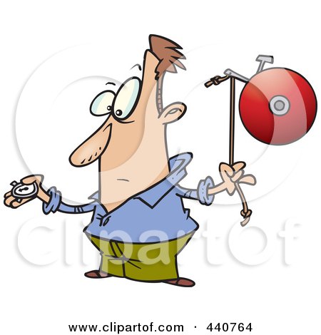 Royalty-Free (RF) Clip Art Illustration of a Cartoon Man Waiting To Ring A Bell by toonaday