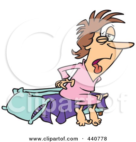 Royalty-Free (RF) Clip Art Illustration of a Cartoon Tired Woman Waking Up by toonaday