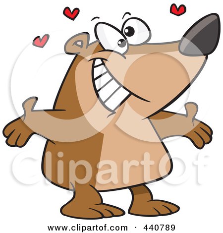 Royalty-Free (RF) Clip Art Illustration of a Cartoon Bear Standing With Open Arms by toonaday