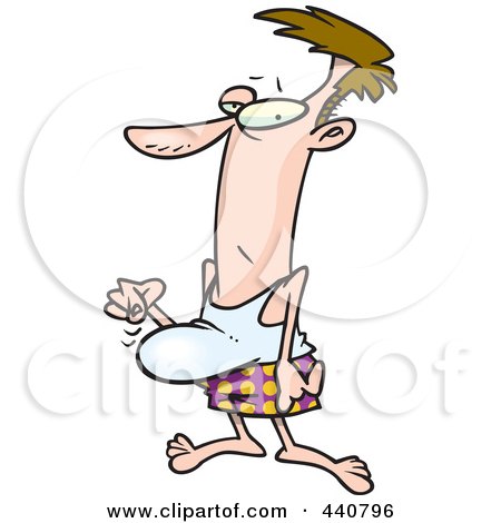 Royalty-Free (RF) Clip Art Illustration of a Cartoon Man Pointing To His Beer Belly by toonaday